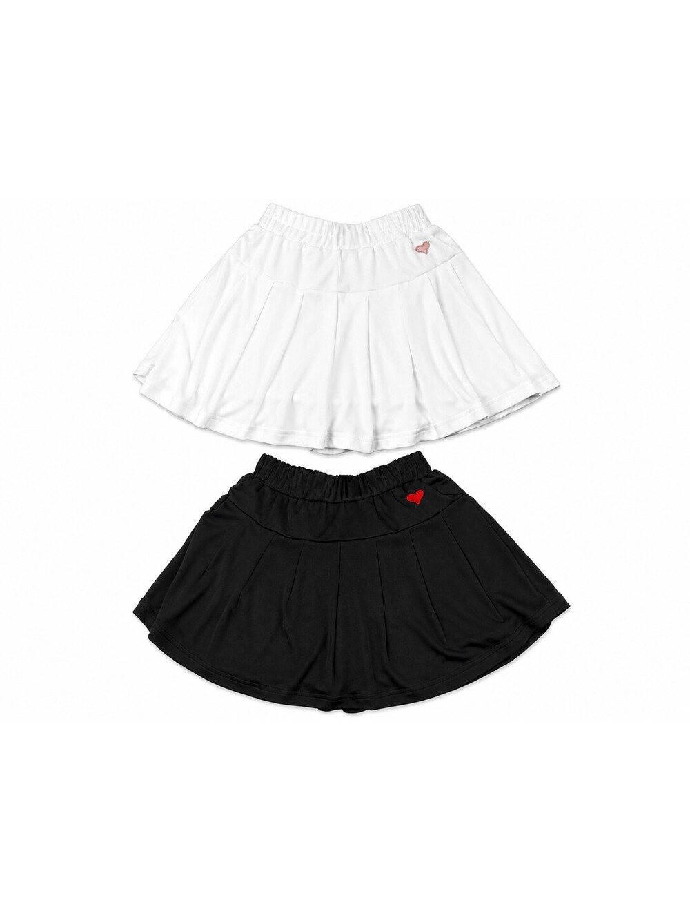 Set of 2 Pleated Skorts in Black and White with Heart Detail Size 120